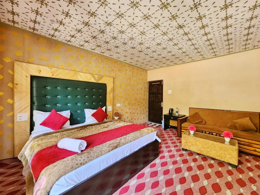 Guest room interior at Hotel Seven Pahalgam